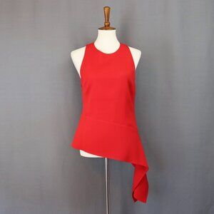 Cushnie Et Ochs 10 Holiday Red Asymmetrical Hem Tank Top Blouse